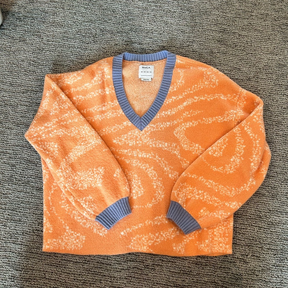 RVCA V-Neck Sweater in Orange and Gray